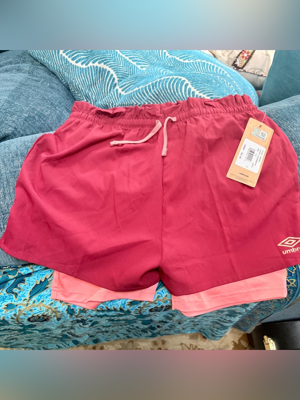 NWT Umbro Girls 2-in-1 Running
Shorts Size Large 10/12 Rhubarb Pink